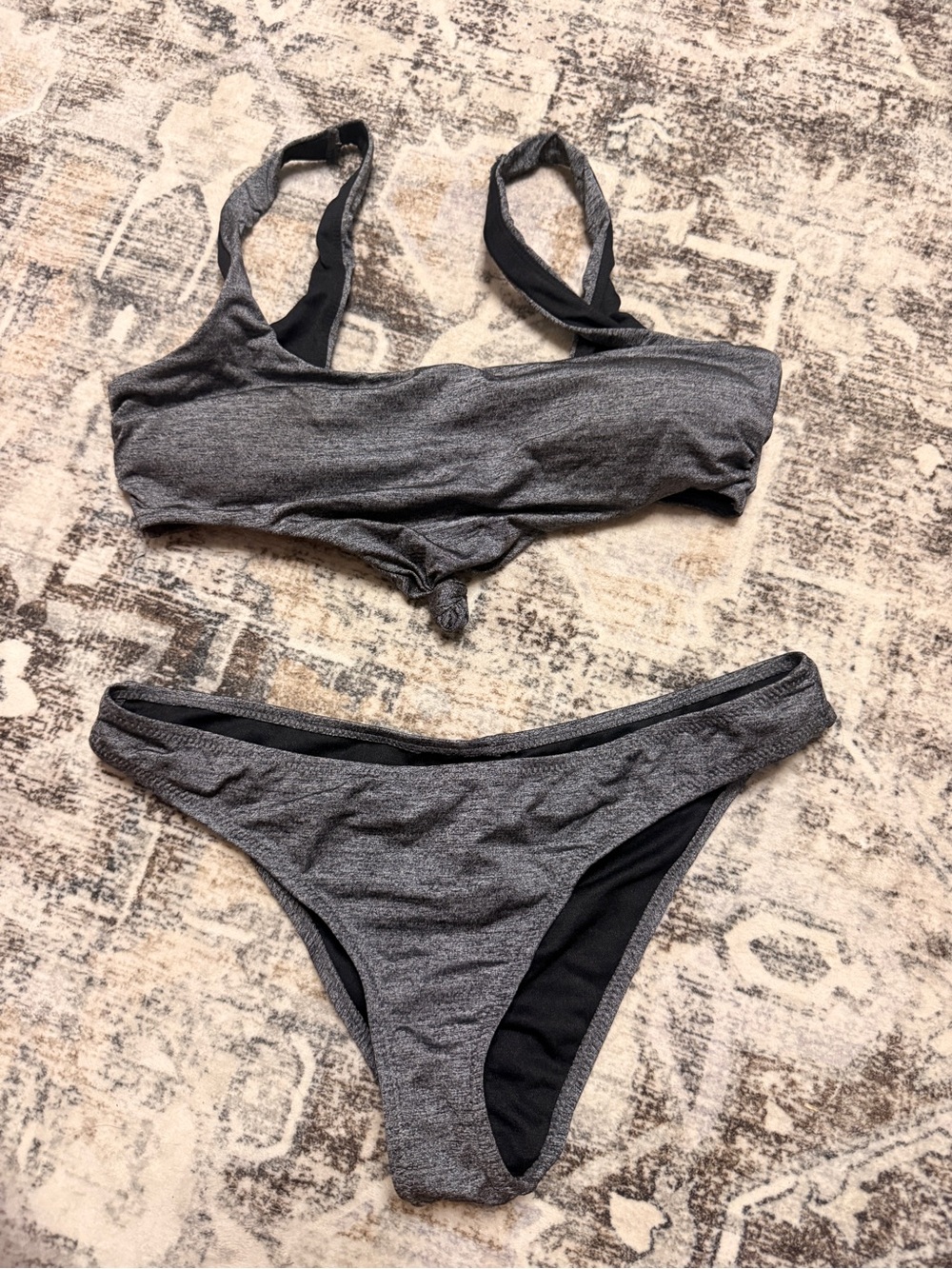 Women's Gray Two-Piece Swim Set - Sporty Bikini